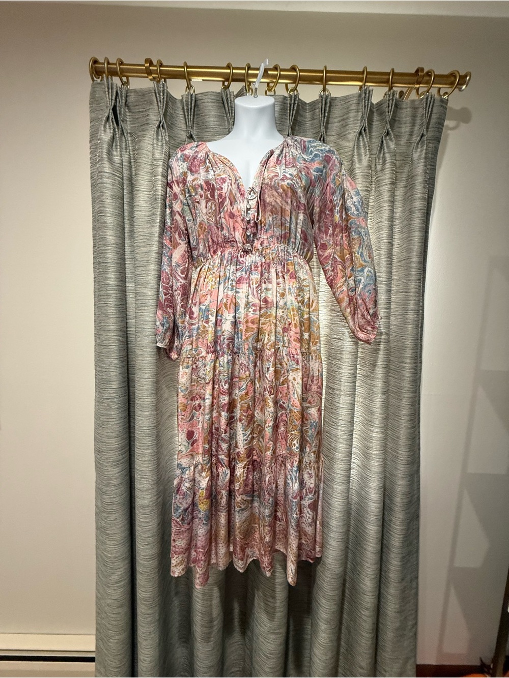 Johnny Was Multicolor Paisley Midi Dress in Pink - Amanda Boyd Malibu L/XL